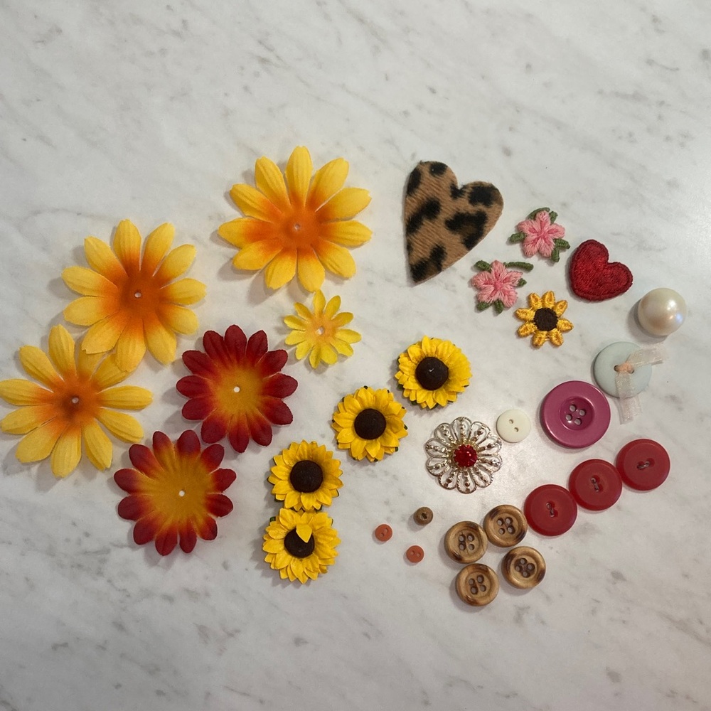 Scrapbooking Embellishments Flowers, Embroidered Accents, Buttons